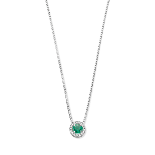 [JBS-MB-0/1657]  JBS - White gold pendant with emerald and diamonds