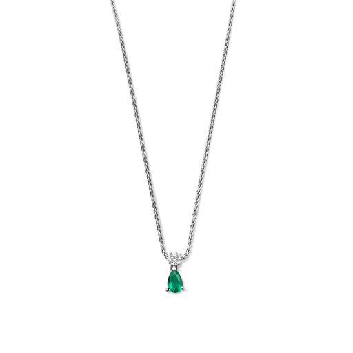 [JBS-MB-1/3788]  JBS - White gold pendant with pear shape emerald and a brilliant cut diamond.