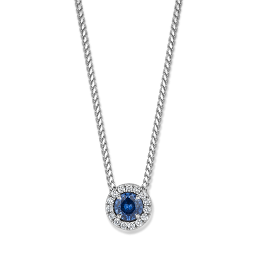 [JBS-MB-1/5334]  JBS - Whitegold pendant with saphire and diamonds