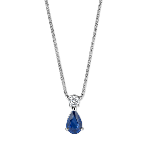 [JBS-MB-1/4905]  JBS - Whitegold pendant with saphire and diamonds