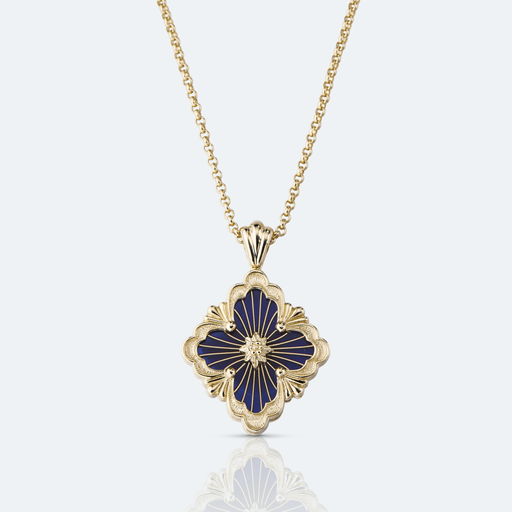 [JAUPEN017977]  Buccellati - Opera Tulle Pendant with Chain in Yellow Gold with Blue Enamel
