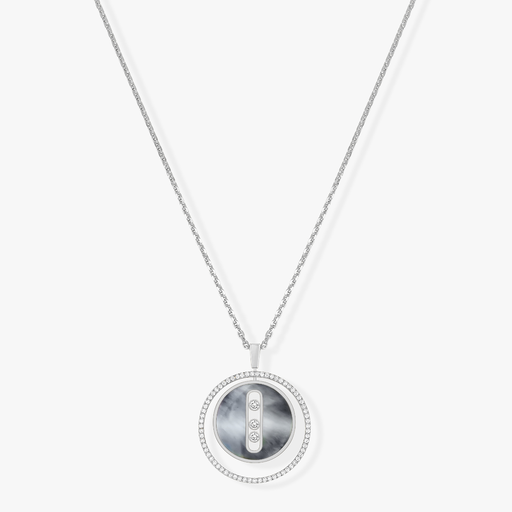 [10837]  Messika - White gold diamond necklace Grey Mother-of-Pearl Lucky Move MM