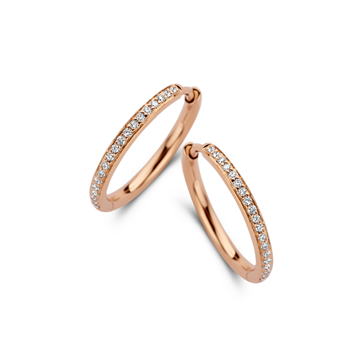 [7OR477920BR]  Bron - Lux Hoops in Pink Gold with Diamonds
