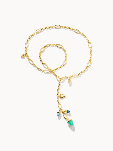 [N-M-Del51-Lag-p-yg]  Tamara Comolli - Necklace MIKADO Delicate 51 cm 'Lagoon' 'Lagoon' with Diamond Pavé