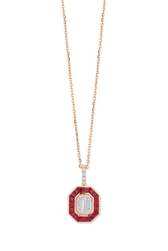 [JBS-SAD-PE7258]  JBS - Pink gold pendant with diamonds and rubies