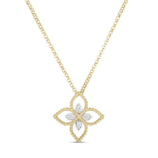 [ADR777CL2666YG]  Roberto Coin - Princess Flower Pendant with Diamonds