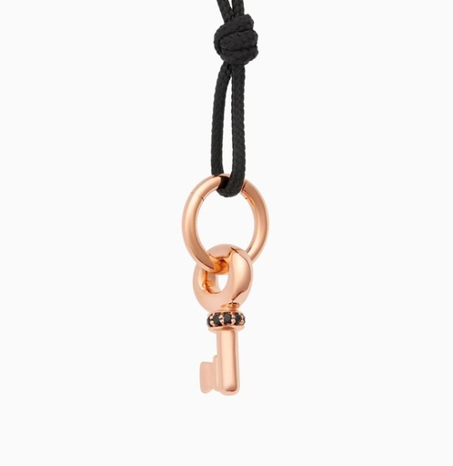 [8HR3030ZK]  Bron - Pink gold Key pendant with black sapphire