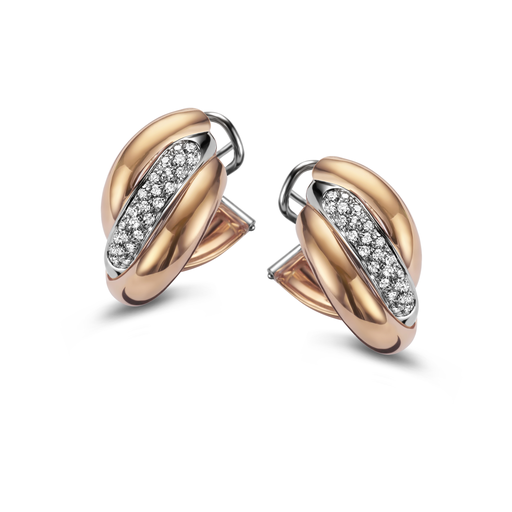  JBS - Pink and white gold earclips with diamonds