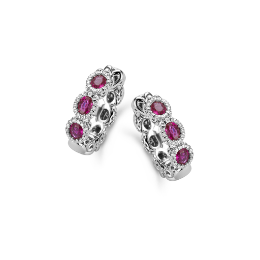  JBS - Earrings White Gold Creole Rubis + Brilliants
