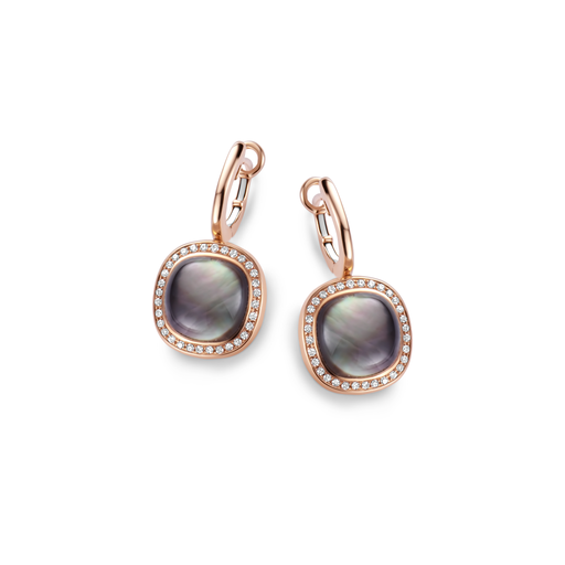  JBS - earrings pink gold set diamond and grey mother of pearl