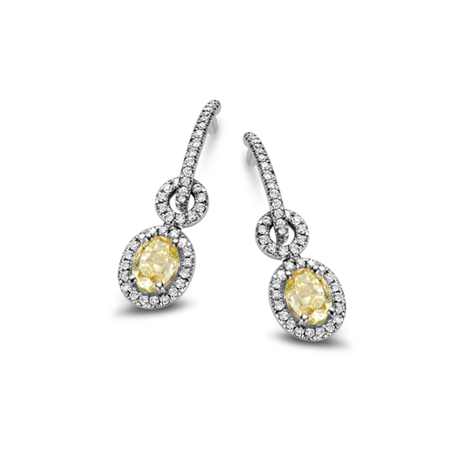  JBS - Earrings with fancy yellow oval diamonds