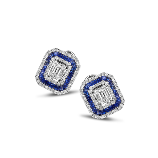  JBS - Earrings Art Deco with sapphire and diamonds