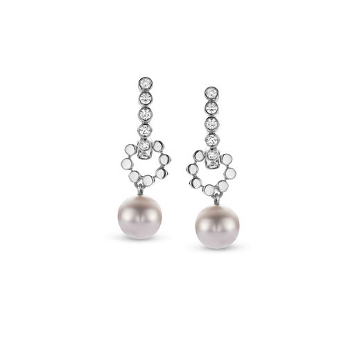  JBS - earrings white gold with diamonds and pearls