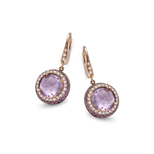  JBS - earrings pink gold amethyst ,diamonds and pink sapphire