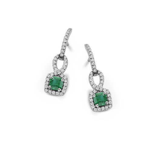  JBS - Earrings white gold with Diamonds and Emerald