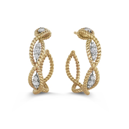  Roberto Coin - Hoops in Yellow Gold with Diamonds