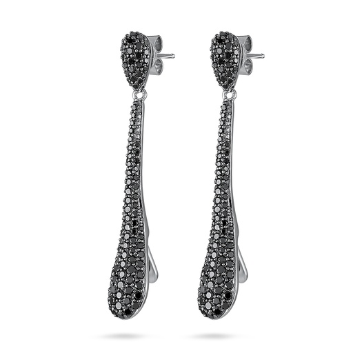 [87553.264.00]  Choices - earrings hippy chic white gold set with black diamonds