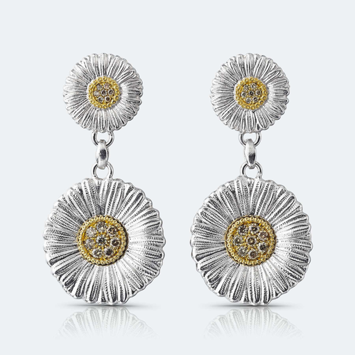 [JAGEAR012316]  Buccellati - earrings blossoms silver with yellow gold and diamonds