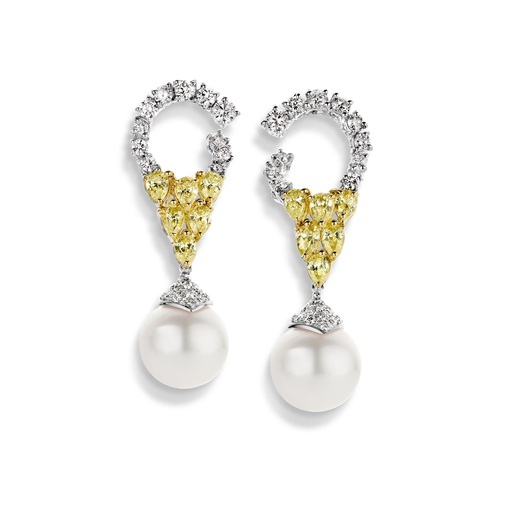 [JBS-HASBA-19150]  JBS - Earrings with pearl, brilliant and pear