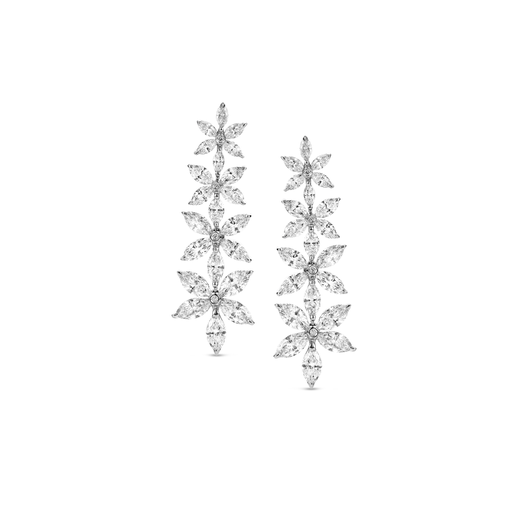 [JBS-LV-B9216/W]  JBS - Earrings flower with navette diamonds