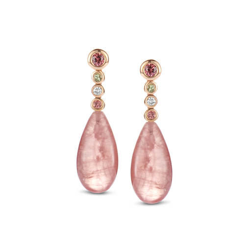 [4OR4814BEAURD]  Bron - Earrings with Korund , Rhodochrosiet and Champagne Diamonds