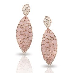 [15857R]  Pasquale Bruni - Lakshmi Earrings in Pink Gold with Pink Chalcedony, Moonstone and Diamonds