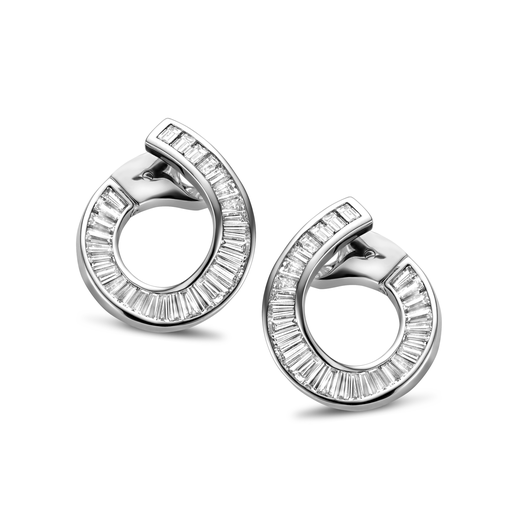 [JBS-NIA-N7572]  JBS - Earrings White gold with Baguettes diamonds