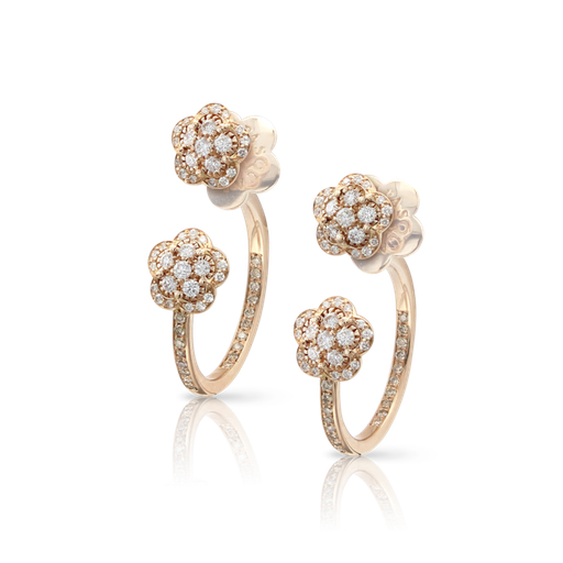 [16053R]  Pasquale Bruni - Figlia dei Fiori Piercing Earrings in Pink Gold with White and Champagne Diamonds