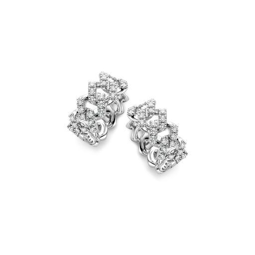 [JBS-IG-OR3807TX]  JBS - White Gold with Diamonds Chain Hoops