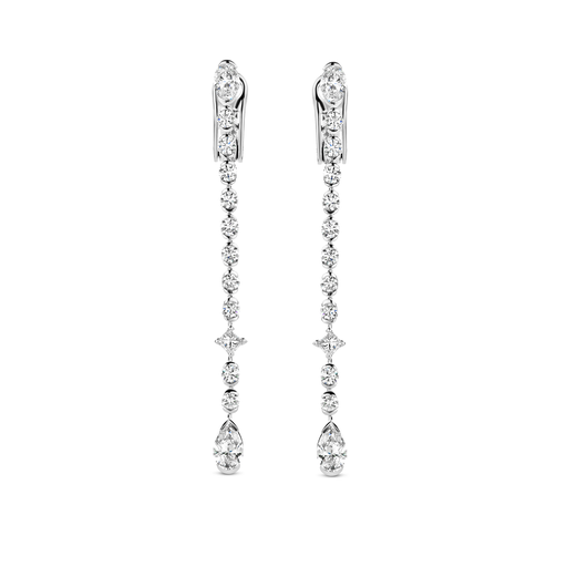 [JBS-LV-9802/W-W]  JBS - Earrings in White Gold with Multi-shape Diamonds