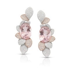 [16238BR]  Pasquale Bruni - Giardini Vento Atelier Earrings in White and Pink Gold with Morganite and Diamonds