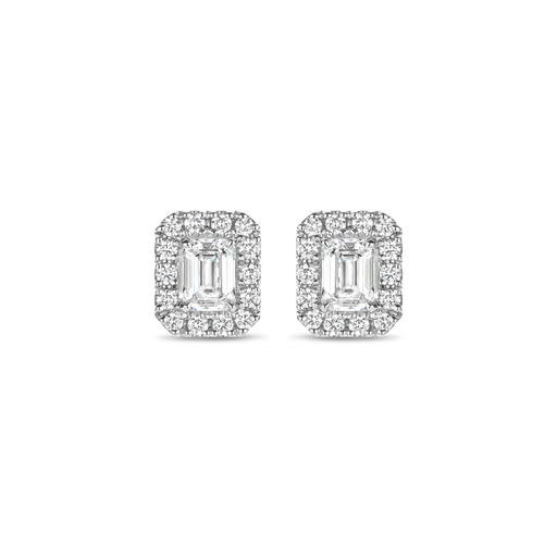 [JBS-MB-1/3040]  JBS - White gold studs with emerald shape and brilliant cut diamonds