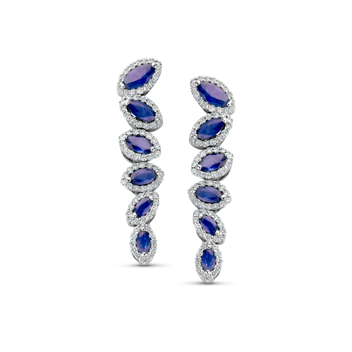 [JBS-SAD-EA2002]  JBS - Whitegold earrings with saphire and diamonds