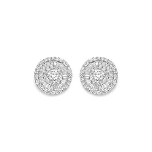 [JBS-SAD-EA2921]  JBS - Whitegold studs with brilliant and baguette shape diamonds