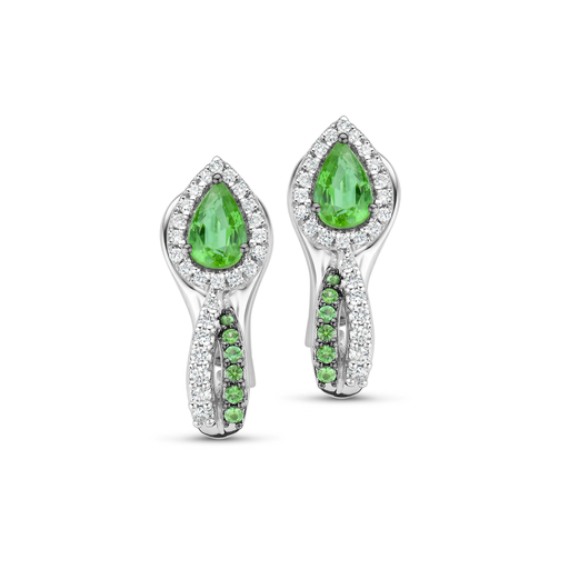 [JBS-DG-11450*SSM]  JBS - Whitegold earrings with diamonds and emeralds