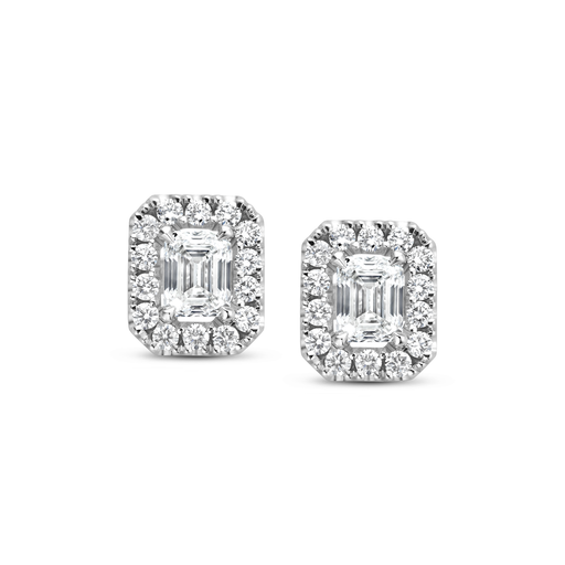 [JBS-MB-1/4460]  JBS - Earrings in whitegold with Emerald & brilliant cut diamonds
