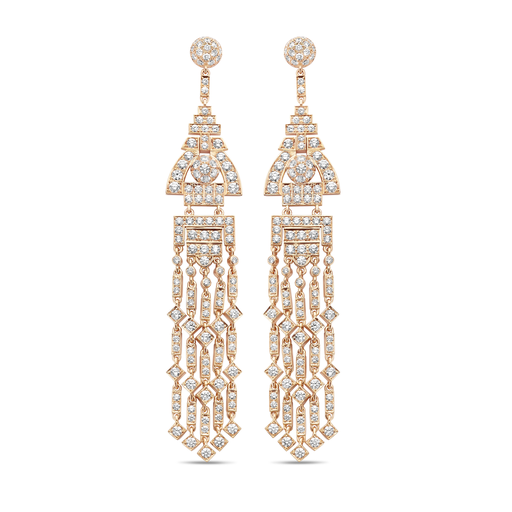[JBS-MB-0/1448]  JBS - Chandelier Earings Pink Gold with Diamonds