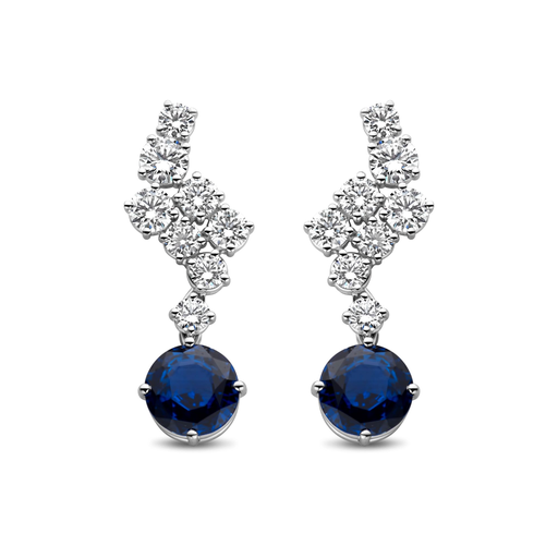 [JBS-MB-1/5533]  JBS - Whitegold dangling earrings with diamonds and saphire