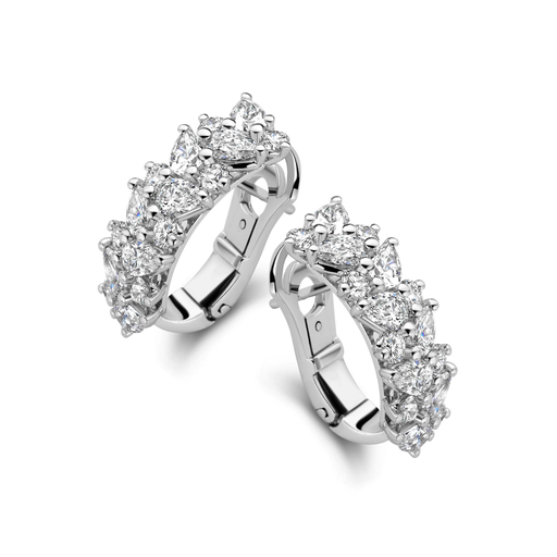 [JBS-MB-2/0616]  JBS - White gold ear clips with pear shape & brilliant cut diamonds