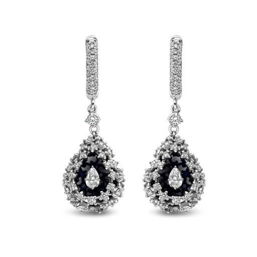 [JBS-MM-02799/OR]  JBS - White Gold dangling earrings with diamonds and sapphire