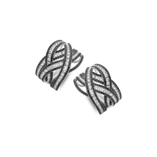 [JBS-SAD-PAME362-DK]  JBS - White and Black Diamond Earrings