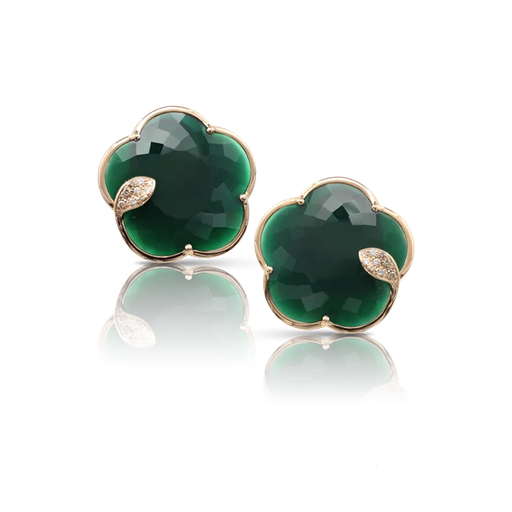 [16354R]  Pasquale Bruni - Ton Joli Earrings in Pink Gold with Green Agate and Diamonds