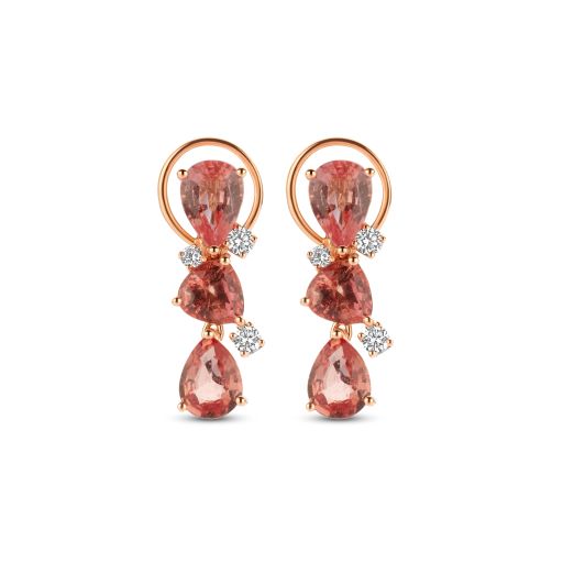 [JBS-C&C-2197R/ZAR]  JBS - Pink Gold Earrings with Sapphires and Diamonds