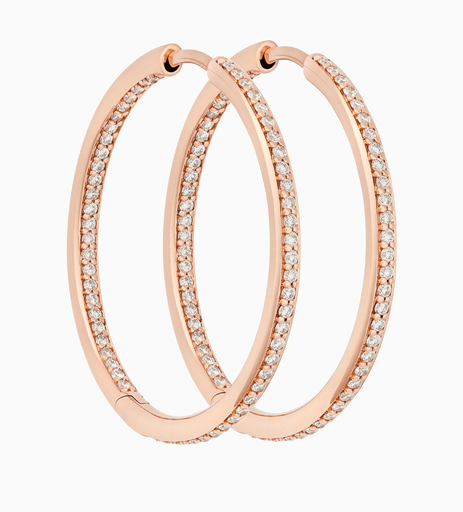 [7OR477930BRBR]  Bron - Lux Hoops in Pink Gold with Diamonds