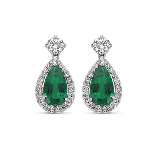 [JBS-MB-FD2/2769]  JBS - Earrings with Pear Shape Emeralds and Diamonds