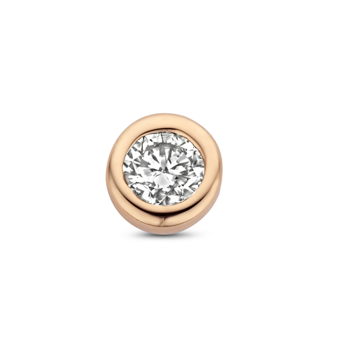 [8OR4877CBR]  Bron - Single Stud Earring in Pink Gold with Champagne Brilliant