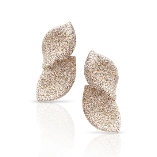 [16299R]  Pasquale Bruni - Feel Earrings in 18k Pink Gold with White and Champagne Diamonds