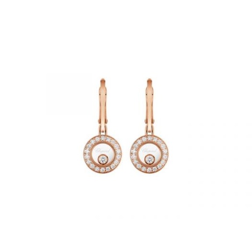 [83A017-5401]  Chopard - Happy Diamonds Dangling Earrings in Pink Gold
