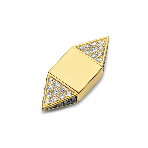[Reversible-E-YG-WB]  Dries Criel Jewelry - Signet Reversible earrings White & Black diamonds