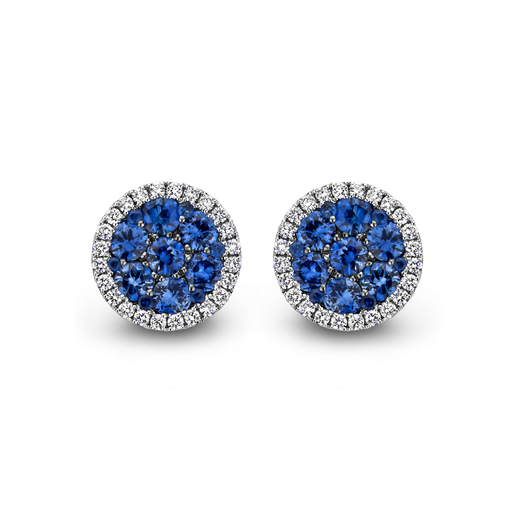 [1PE0271273/4]  Damaso - Illusion Stud Earrings with Blue Sapphires and Diamonds